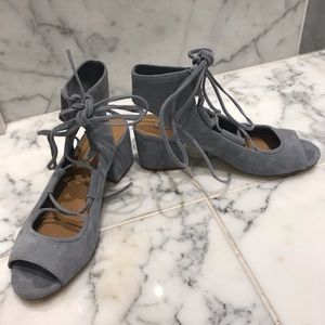 Steve Madden blue suede laced sandals. Size 7